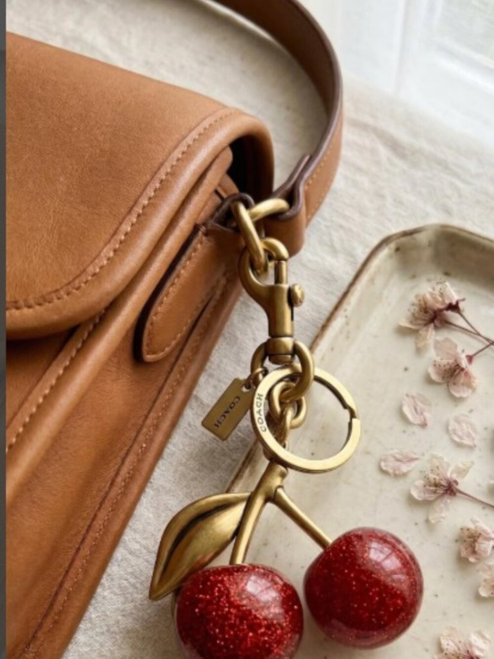 New Coach Signature Cherry Bag Charm – Luxury Keychain & Purse Accessory - Picture 3 of 4